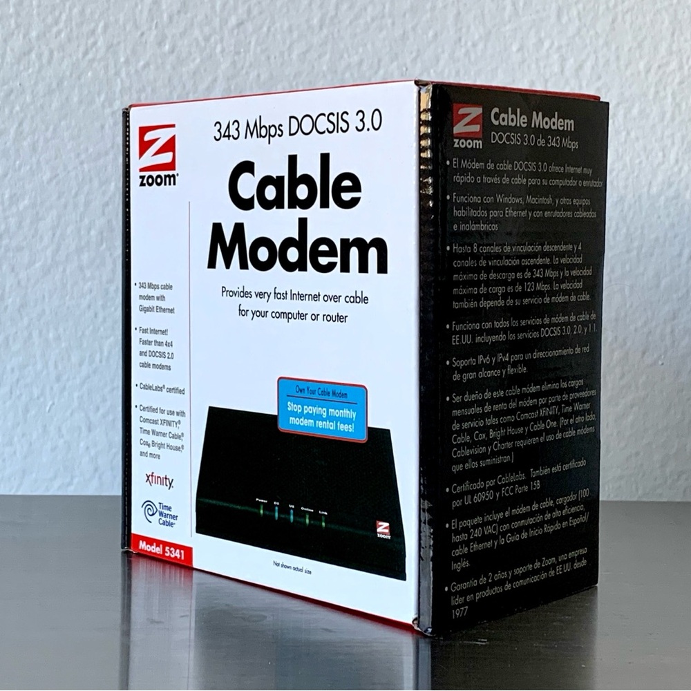 Zoom 343 Mbps DOCSIS 3.0 Cable Modem - Model 5341 - Tested & Works